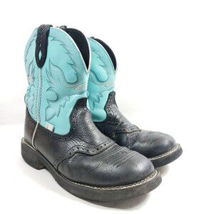 Justin Gypsy Womens Size 10 Western Cowboy Boots Black & Turquoise Leather